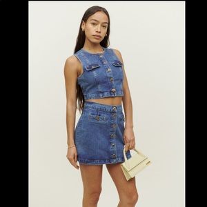 Reformation size 6 cher denim two piece set.